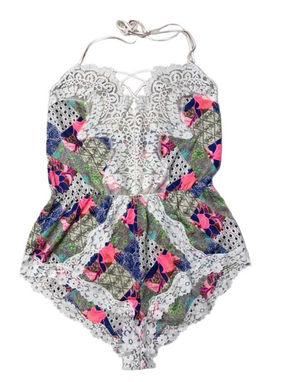 Victoria’s Secret Multicolor Floral Lace Romper Lingerie | XS | NWT
